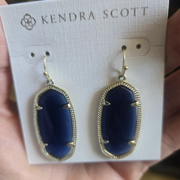 Kendra Scott Gold and Blue Earrings - Picture 4 of 4